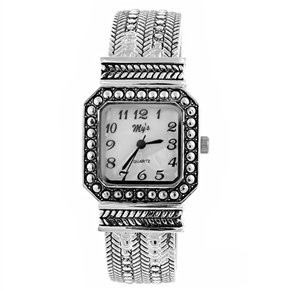 BuySKU57742 Bracelet Quartz Wrist Watch with Square Dial & Metal Watch Band (White Chassis)