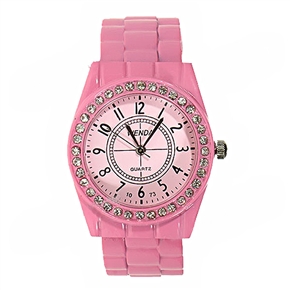 BuySKU57843 Bracelet Shaped Wrist Watch with Stainless Steel Wrist Band (Pink)