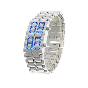 BuySKU58397 Charming LED Wrist Watch with Blue Light Display (Silver)