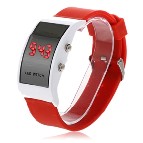 BuySKU58015 Chic LED Red Digital Light Display Wrist Watch with Silicone Band (Red)
