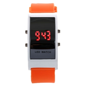 BuySKU58045 Chic Rectangle Case Red LED Display Wrist Watch with Silicone Band (Orange)