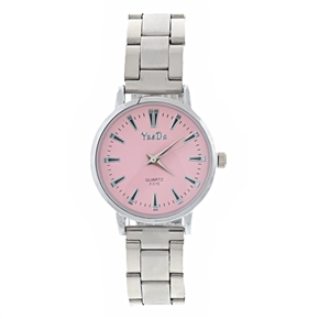 BuySKU57715 Classical Quartz Wrist Watch with Round Dial & Metal Watch Band (Pink)