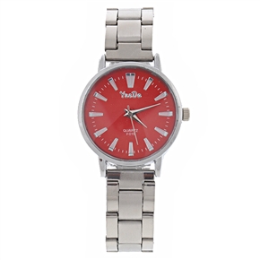 BuySKU57713 Classical Quartz Wrist Watch with Round Dial & Metal Watch Band (Red)