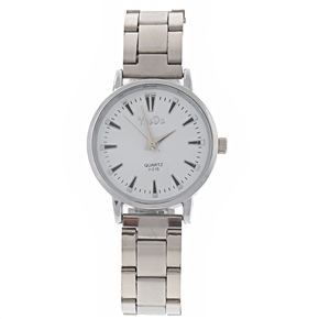BuySKU57714 Classical Quartz Wrist Watch with Round Dial & Metal Watch Band (White)