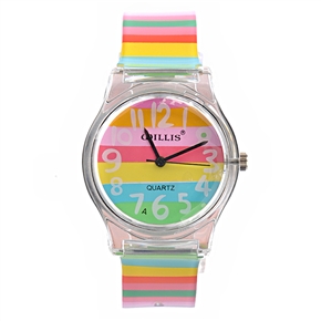 BuySKU67047 Colorful Rainbow Wrist Watch with Crystal Small Dial & Soft Watchband