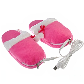 BuySKU52845 Comfortable Soft USB Electric Warm Slippers with Detachable Heating Insole (Pink)