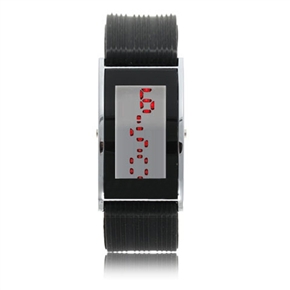 BuySKU58361 Cool Red LED Wrist Watch with Rectangle Shaped Dial (Black)