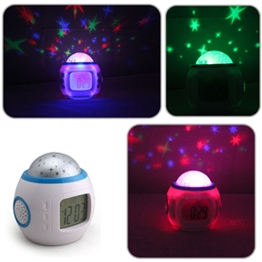 BuySKU62278 UI-1038 Multi-functional Music /Colorful LED Starry Sky Projection Calendar Alarm Clock with Thermometer /Timer