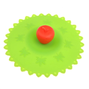 BuySKU62260 Creative Silicone Cup Lid with Apple Sculpt Decoration (Green)