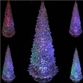 BuySKU61547 Crystal Decorated Christmas Tree Shaped Colorful LED Desktop Small Night Lamp - Large Size (Silver)