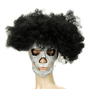BuySKU61858 Curly Hairpiece Mask Set for Parties /Decoration /Costume Balls /Halloween (Black & Silver)