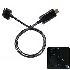 BuySKU64539 Current Flow Visible Blue Light USB Charging Sync Cable for iPad iPhone iPod (Black)