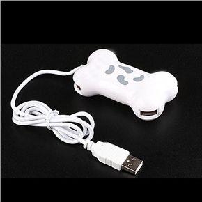 BuySKU55064 Cute Bone Shaped USB 2.0 High Speed 4-Port Hub Adapter with USB Cable (White)