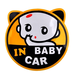 BuySKU59393 Cute Face Baby in Car Design Reflective Car Sticker Car Decal - 13cm*10cm
