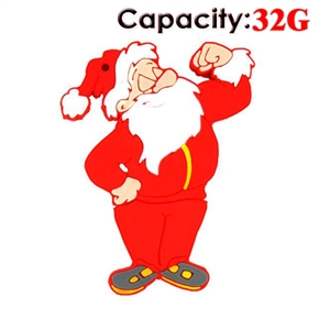 BuySKU66890 Cute Fist Santa Claus Shaped 32G Rubber USB Flash Drive (Red)