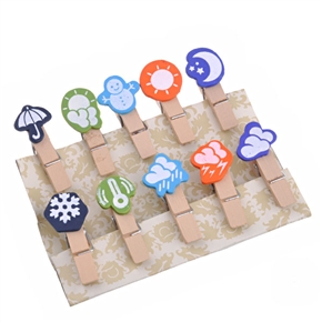 BuySKU62485 Cute Mini Weather Icon Style Wood Clip - 10 pcs/set