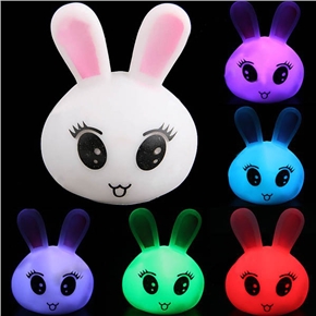 BuySKU61646 Cute Rabbit Head Shaped Design LED Color Changing Desktop Small Night Light (White) - 2 pcs/set