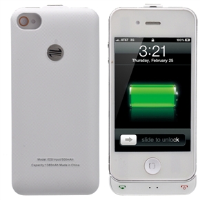 BuySKU64514 D4-SII Dual SIM Card Dual Standby External Battery Case Cover for iPhone 4 /iPhone 4S (Matte White)