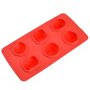 BuySKU65900 Dazzling Diamond Shape TPR Ice Tray Ice Cube Maker Box (Red)