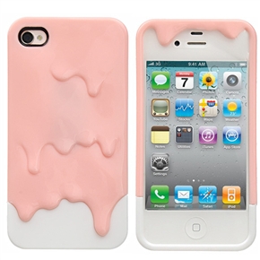BuySKU64204 Detachable 3D Melting Ice-cream Style Hard Protective Back Case Cover Set for iPhone 4 /iPhone 4S (Pink & White)