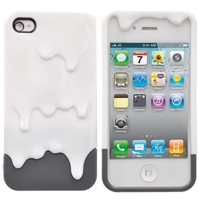 BuySKU64201 Detachable 3D Melting Ice-cream Style Hard Protective Back Case Cover Set for iPhone 4 /iPhone 4S (White & Grey)
