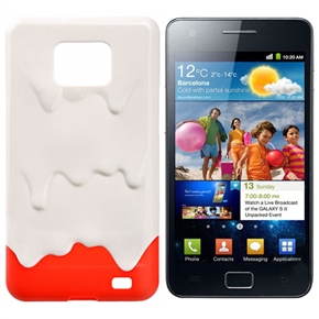BuySKU66700 Detachable 3D Melting Icecream Style Hard Back Case with Screen Protector for Samsung Galaxy SII /I9100 (White & Red)