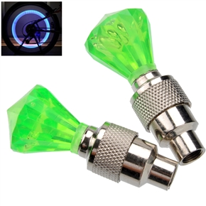 BuySKU65254 Diamond Shaped Style Flash Valve Sealing Cap LED Light for Bicycle Motorcycle Car Tyre (Green)
