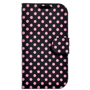 BuySKU65296 Dots Pattern Left-right Open Protective PU Case with Inner Hard Back Case for Samsung Galaxy SIII /I9300 (Black & Pink)