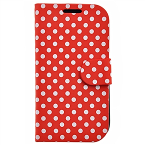 BuySKU65299 Dots Pattern Left-right Open Protective PU Case with Inner Hard Back Case for Samsung Galaxy SIII /I9300 (Red & White)