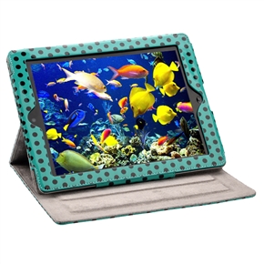 BuySKU64683 Dots Pattern Protective PU Leather Case Pouch Cover with Sleep Function & Stand for The new iPad (Green)