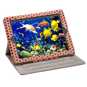 BuySKU64681 Dots Pattern Protective PU Leather Case Pouch Cover with Sleep Function & Stand for The new iPad (Pink)