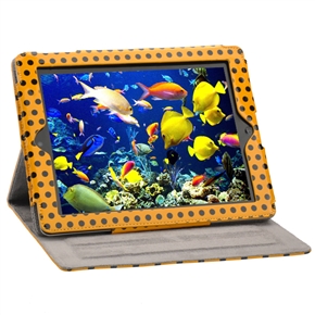 BuySKU64682 Dots Pattern Protective PU Leather Case Pouch Cover with Sleep Function & Stand for The new iPad (Yellow)