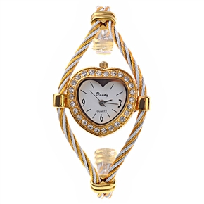 BuySKU58209 Double-rope Style Wrist Watch with Heart Design Dial (Golden)