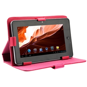 BuySKU64811 Durable PU Protective Case Cover Skin with Magnetic Closure for 7-inch Tablet PC (Rosy)