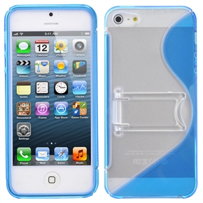 BuySKU67898 Durable TPU Protective Back Case Cover with Stand for iPhone 5 (Blue)