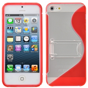 BuySKU67899 Durable TPU Protective Back Case Cover with Stand for iPhone 5 (Red)