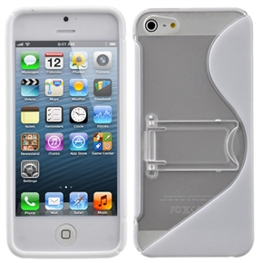 BuySKU67900 Durable TPU Protective Back Case Cover with Stand for iPhone 5 (White)