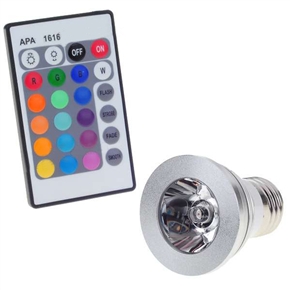 BuySKU61479 E27 110-Lumen 3W 85~265V 6500K RGB Multicolored Light Bulb with IR Remote Control