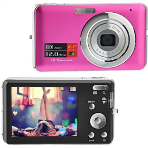 BuySKU63245 E70 2.7" TFT-LCD 1/2.5" CMOS 12.0MP Portable Digital Camera with 8X Digital Zoom /Anti-shake /AV-Out /SD Slot (Rosy)