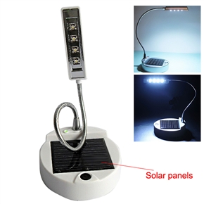 BuySKU65536 Eco-friendly Design USB /Solar Powered Super Bright 4-LED Table Lamp Reading Light (Silver)