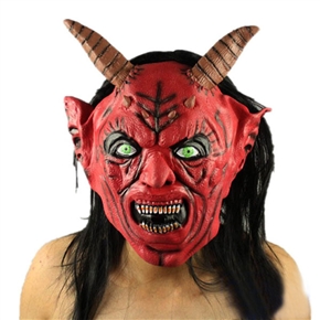 BuySKU61812 Eco-friendly Latex Red Face Ox Demon King Mask with Hair for Balls /Parties /Halloween