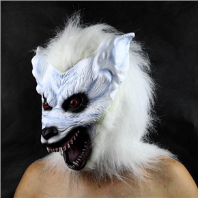 BuySKU61821 Eco-friendly Latex Wolf Head Mask for Balls Parties All Saints' Day Bear Bar Decoration (White)