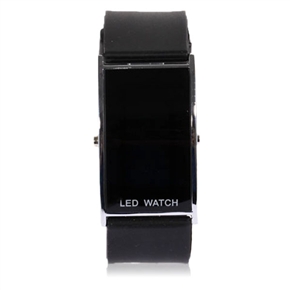 BuySKU57988 Electronic Touch LED Wrist Watch with Arc-shaped Rectangle Dail & Silicone Watch Band (Black)