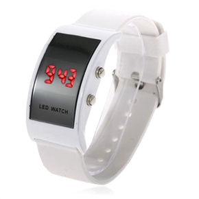 BuySKU57956 Electronic Touch LED Wrist Watch with Arc-shaped Rectangle Dail & Silicone Watch Band (White)