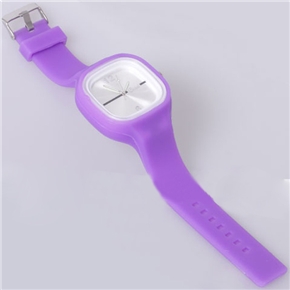 BuySKU58340 Elegant Soft Plastic Wrist Watch Square Shape Sports Watch (Purple)