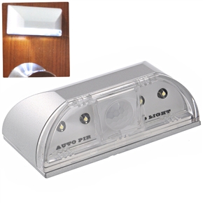 BuySKU67643 Energy-saving One AA Battery Powered Super White 4 LEDs Auto PIR Keyhole Light Lamp (Silver)