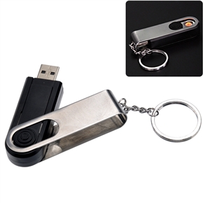 BuySKU65322 Environmental-protection Style USB Rechargeable Electronic Cigarette Lighter with Key Ring (Black)