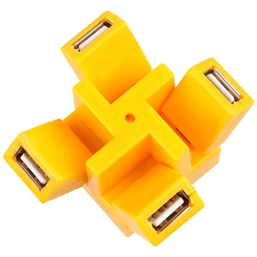 BuySKU55083 Expandable Cubic USB High Speed Hub Adapter with 4 Ports (Yellow)