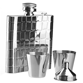 BuySKU67200 Exquisite Design Healthy 6.0 OZ Stainless Steel Hip Flask Set with Two Cups and One Funnel for Outdoor Use