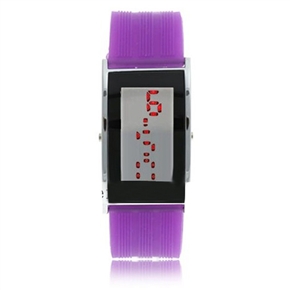 BuySKU58362 Exquisite Red LED Wrist Watch with Rectangle Shaped Dial (Purple)